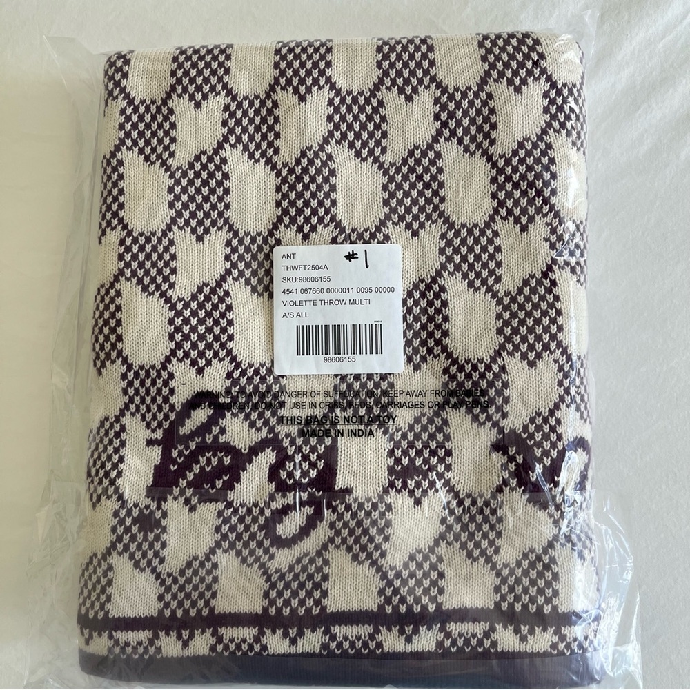Anthropologie NWT #1 “Sold Out” Violette Cotton Knit Throw - Picture 4 of 15